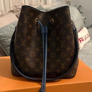 Louis Vuitton Monogram Brown and Blue Shoulder Bag